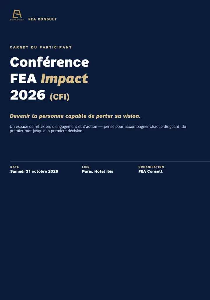 Couverture du carnet participant de la Conférence FEA Impact 2026